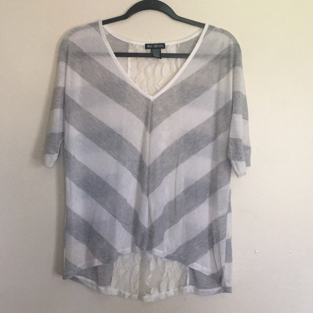Grey/White Top